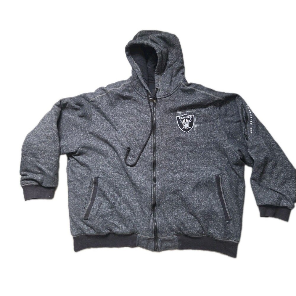 NFL Pro Line Oakland Raiders Full Zip Hooded Sweatshirt Gray 4XL GUC RETIRED